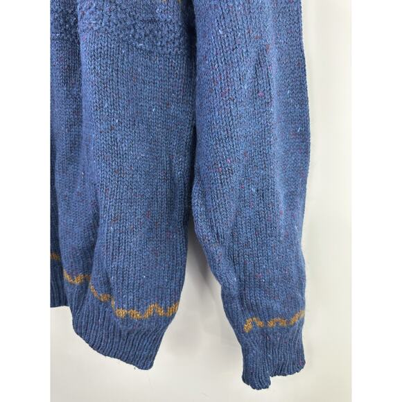 Vtg Gaeltarra Irish Wool Sweater Men’s M/L 107cm Blue Donegal Fleck Fair Isle - Picture 11 of 15